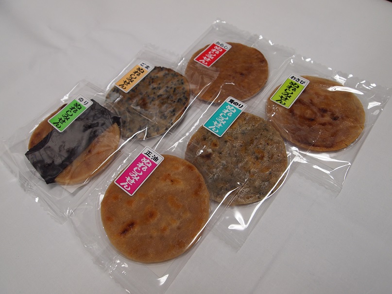 ぬれしみせん（醤油・胡麻・海苔・唐辛子・わさび・青のり）